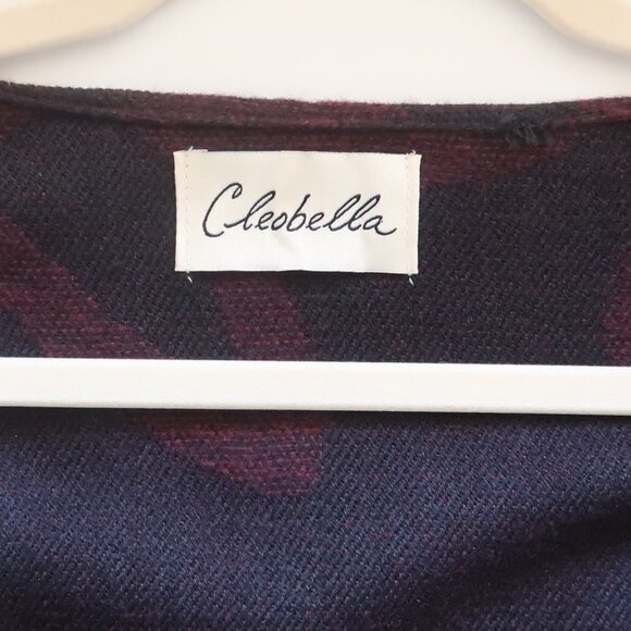 𝅺Cleobella Burgundy & Black Tassel Cape / Wrap / Scarf from Rachel Zoe St… - Picture 9 of 13